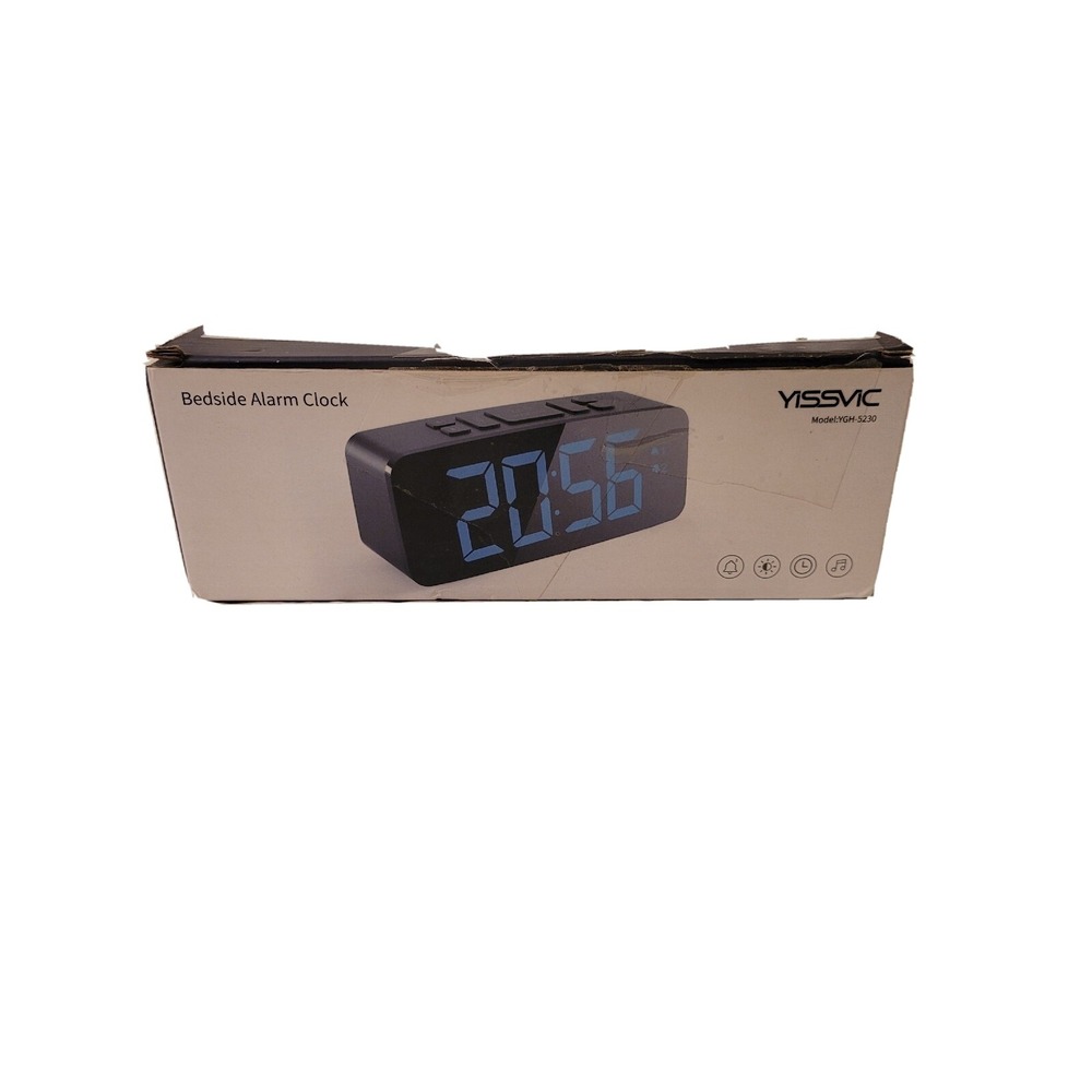NEW Digital Alarm Clock Blue‎ LED USB Powered With Wall Adapter